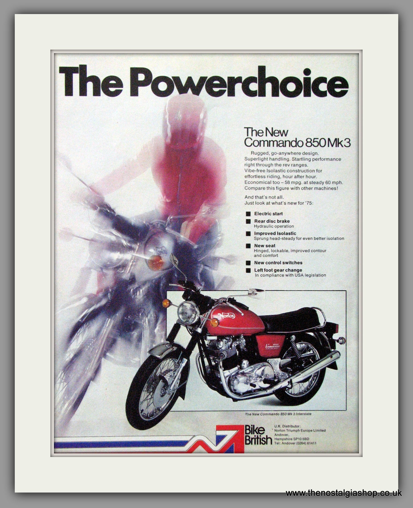 Norton Commando 850 Mk 3. Original Advert 1975 (ref AD52013)