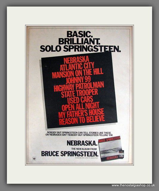 Bruce Springsteen. Nebraska. Vintage Advert 1982 (ref AD14126)