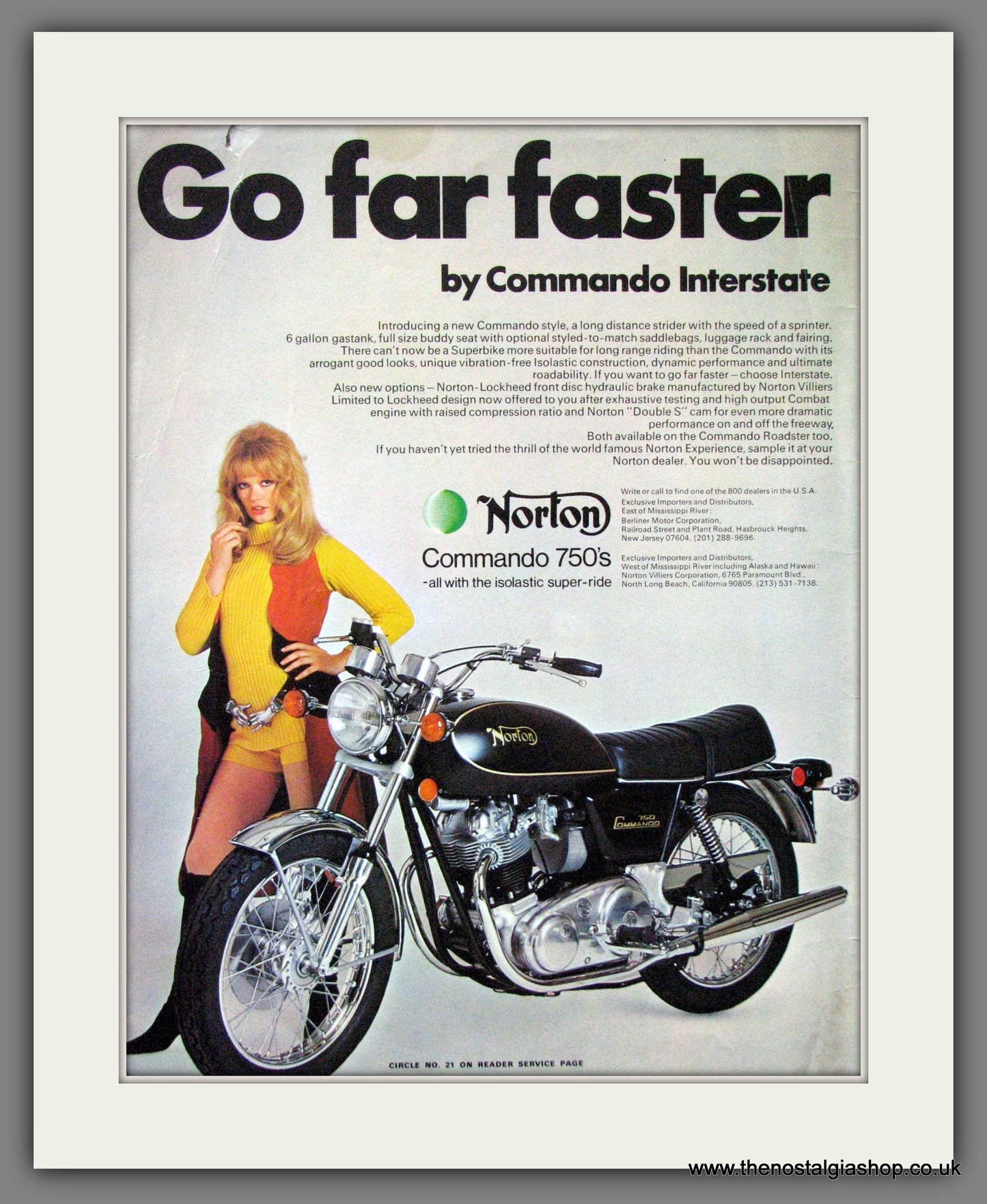 Norton Commando 750s. Go Far Faster. Original Advert 1972 (ref AD52018)