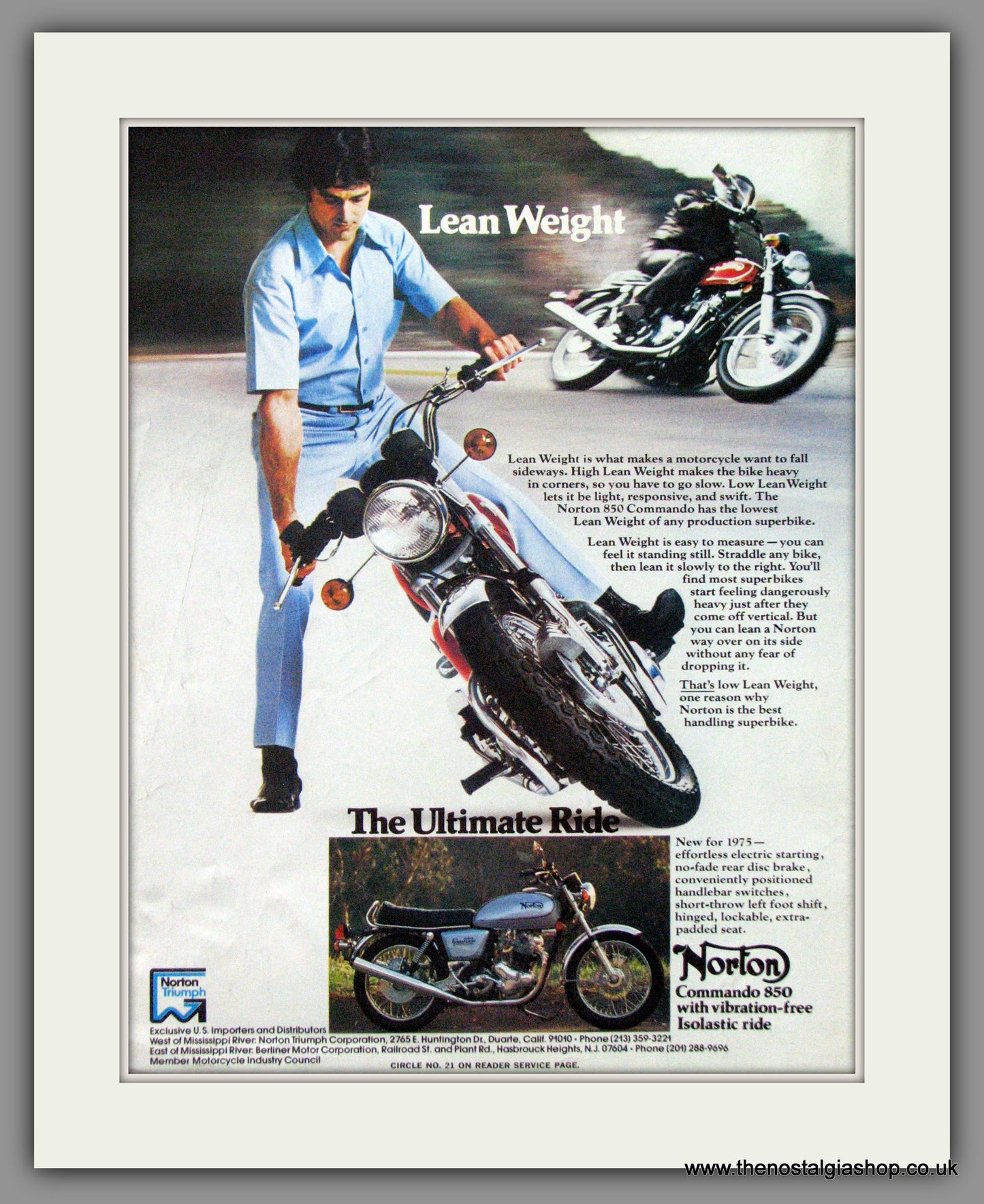 Norton Commando 850. Original Advert 1975 (ref AD52021)