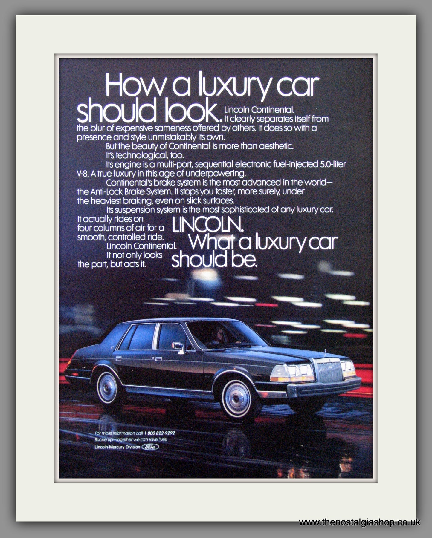 Lincoln Continental 1986. Original American Advert (ref AD52203)