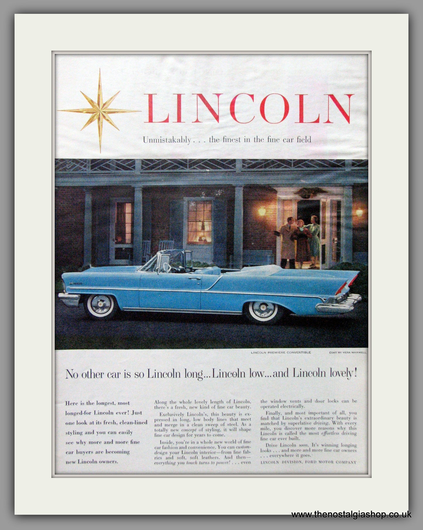 Lincoln Premier Convertible. 1957 Original American Advert (ref AD52251)