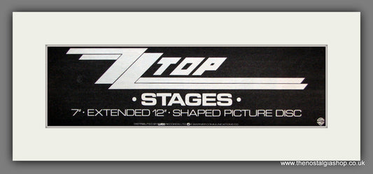 ZZ Top. Stages. Original Advert 1986 (ref AD400075)