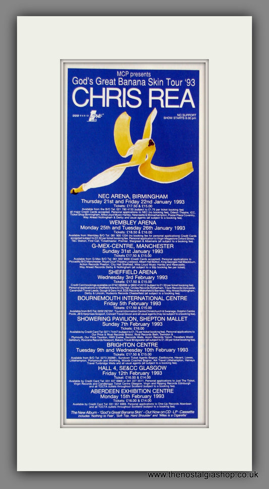 Chris Rea. God's Great Banana Skin Tour '93. Original Advert 1993 (ref AD400083)