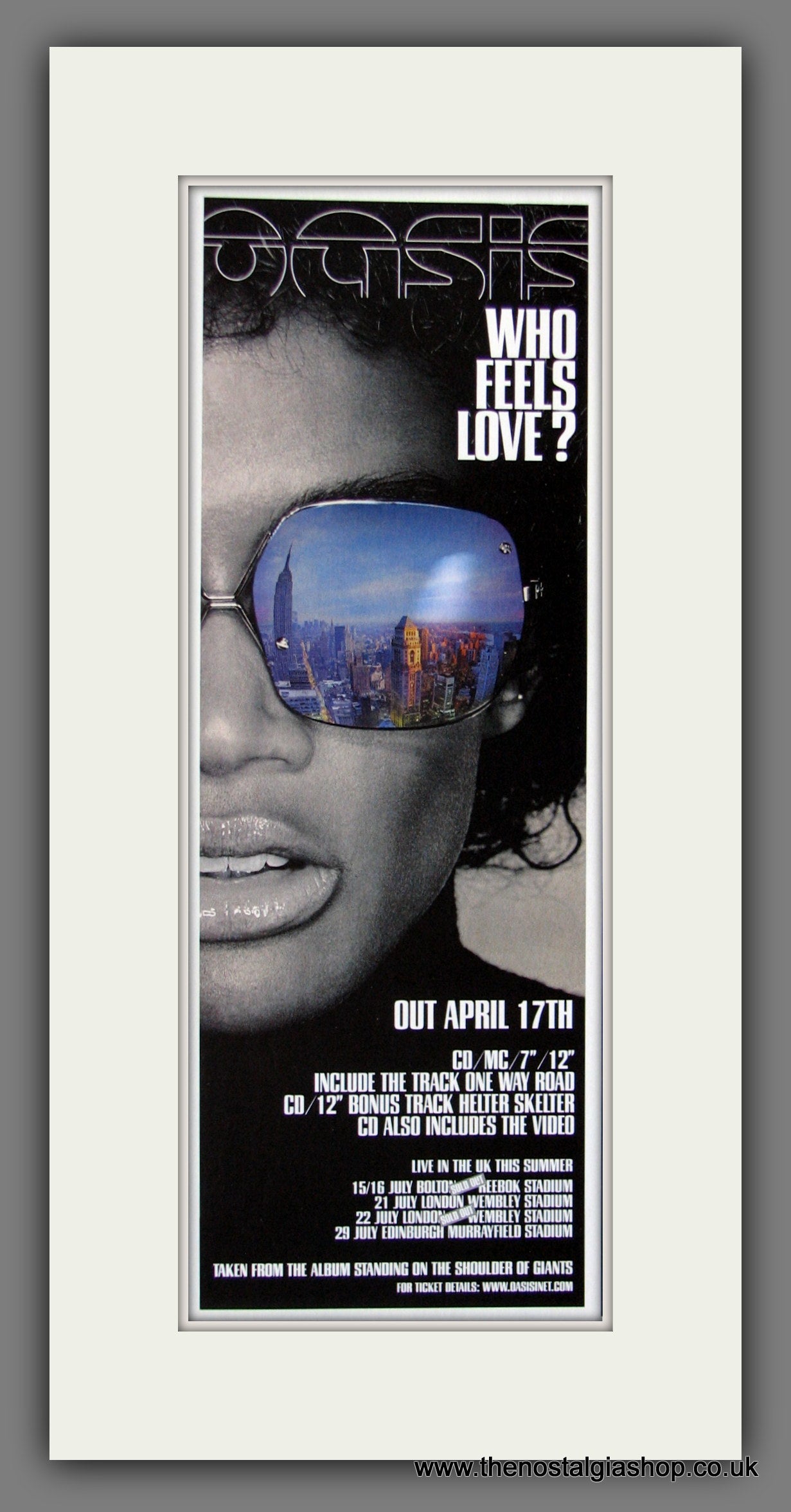 Oasis. Who Feels Love. Original Advert 2000 (ref AD400092) – The