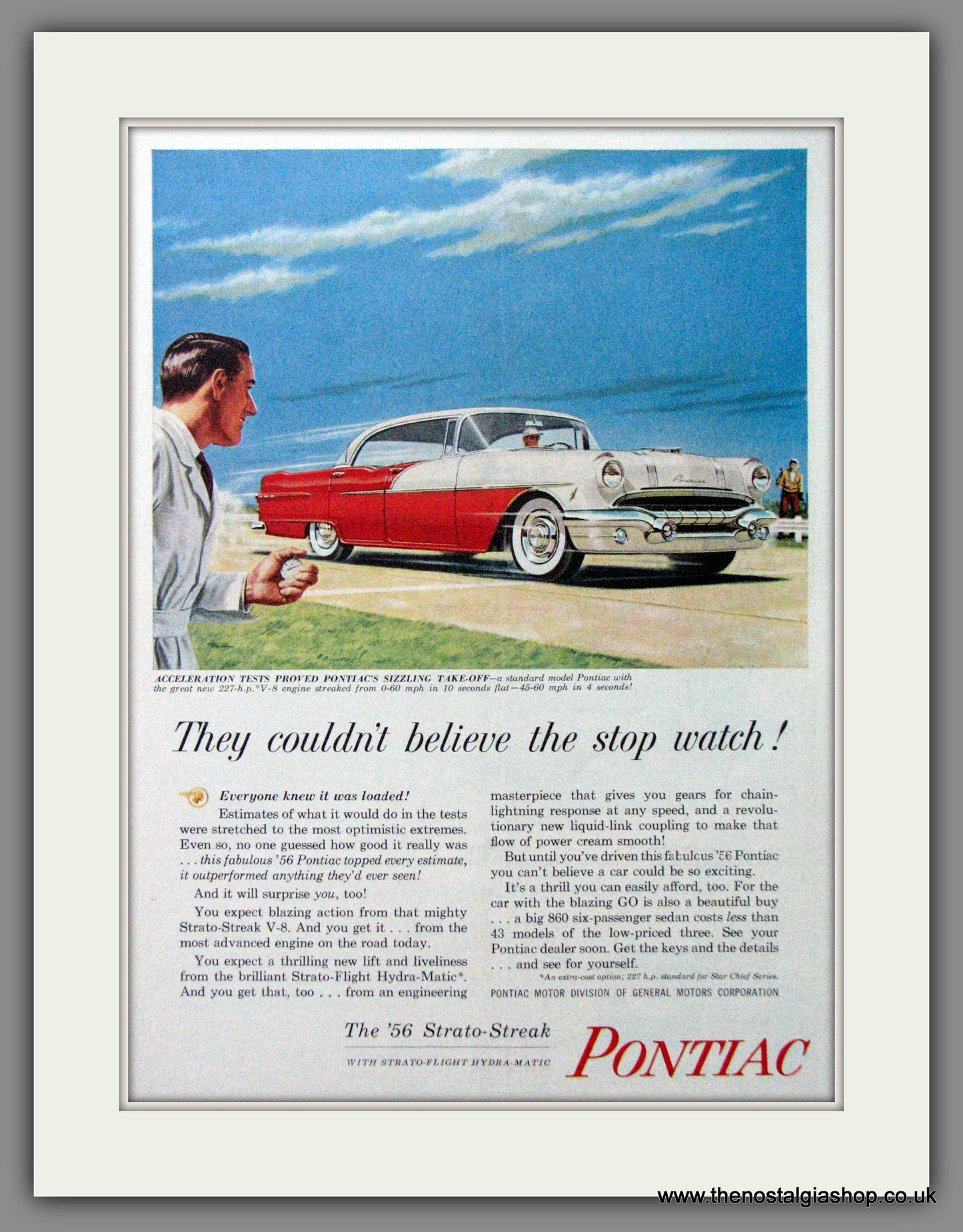 Pontiac Strato-Streak '56. Original American Advert 1956 (ref AD52662)