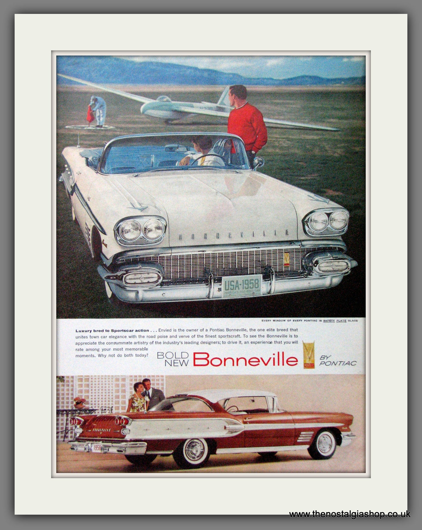 Pontiac Bonneville '49. Original American Advert 1958 (ref AD52667)