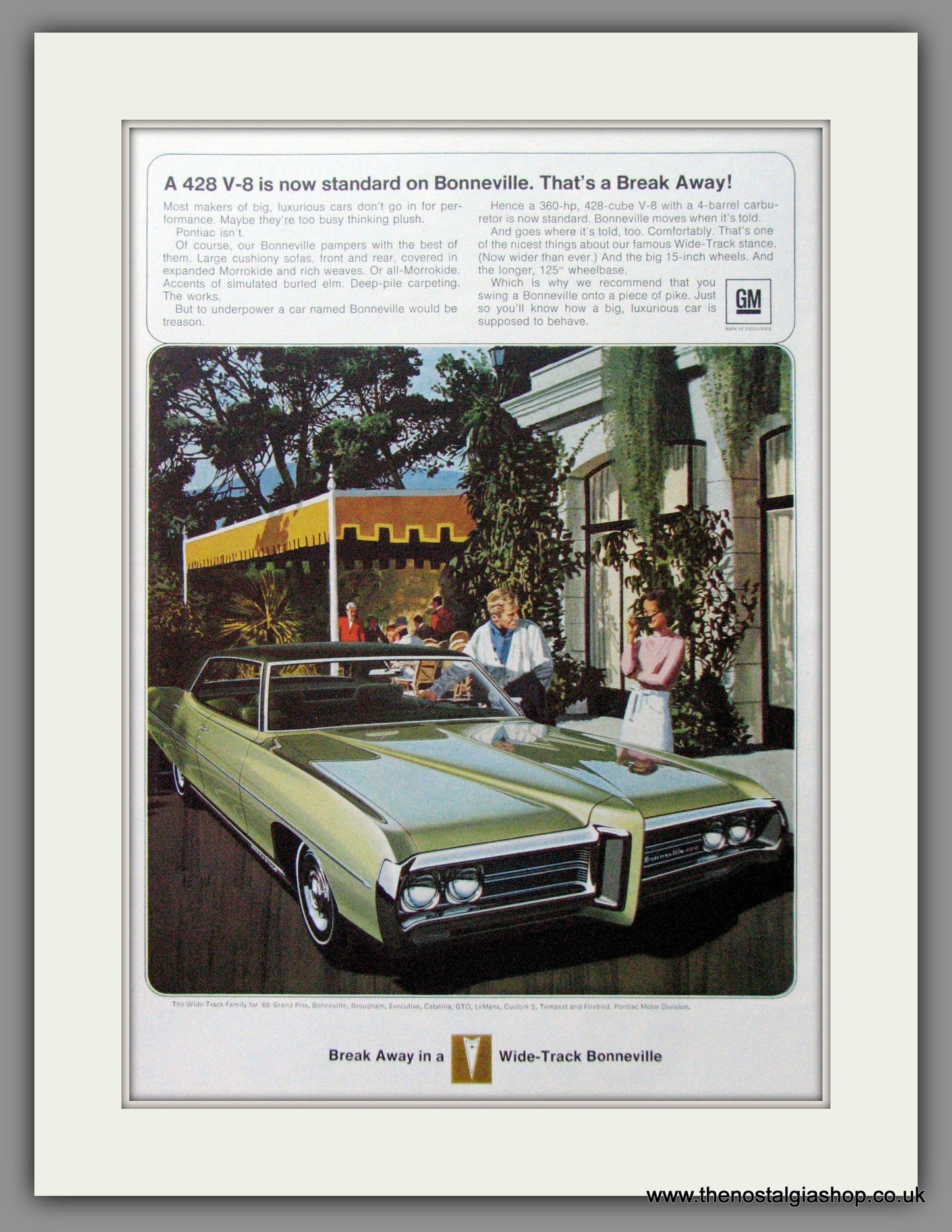Pontiac Bonneville Wide-Track '69. Original American Advert 1969 (ref AD52675)