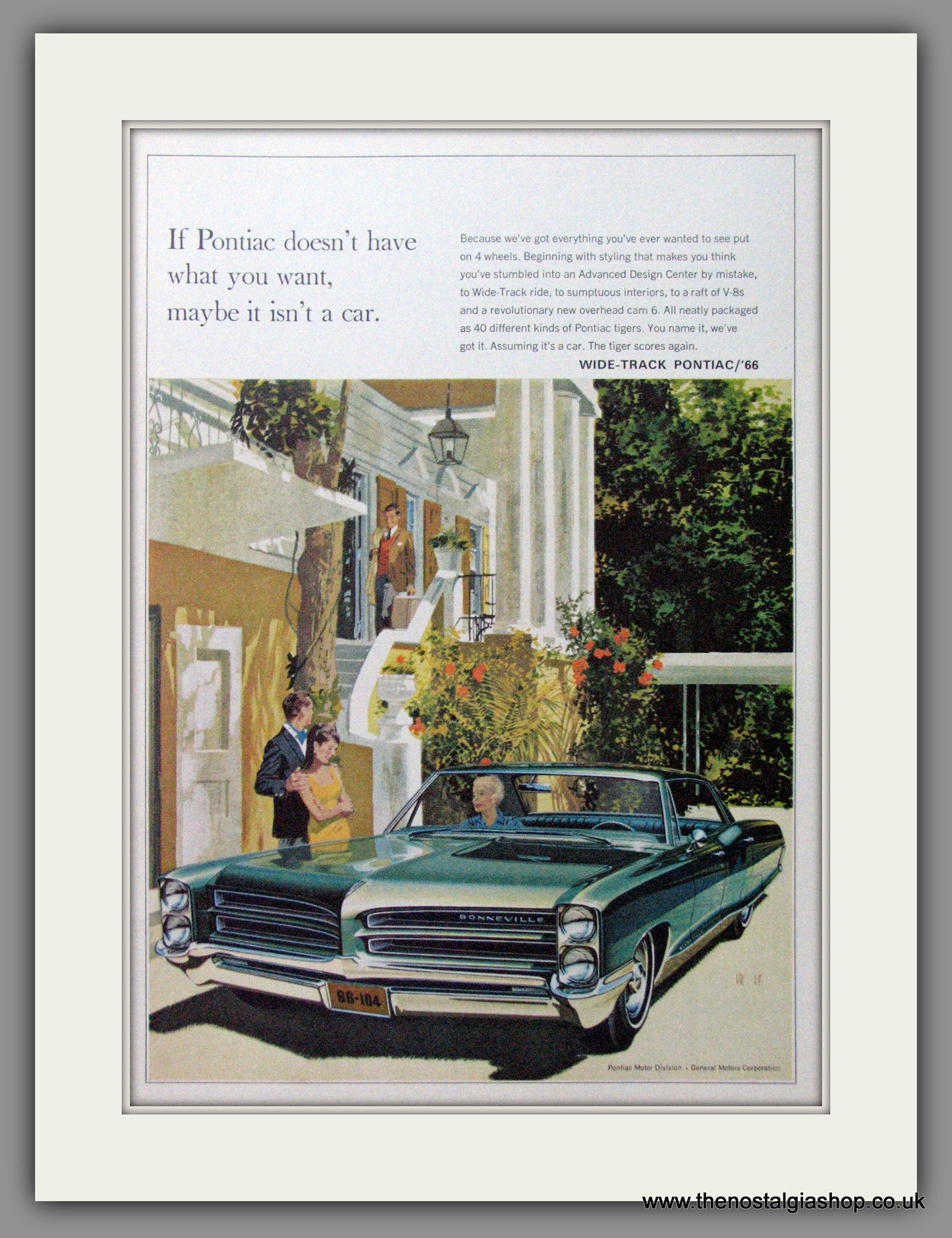 Pontiac Bonneville Wide-Track '66. Original American Advert 1966 (ref AD52676)