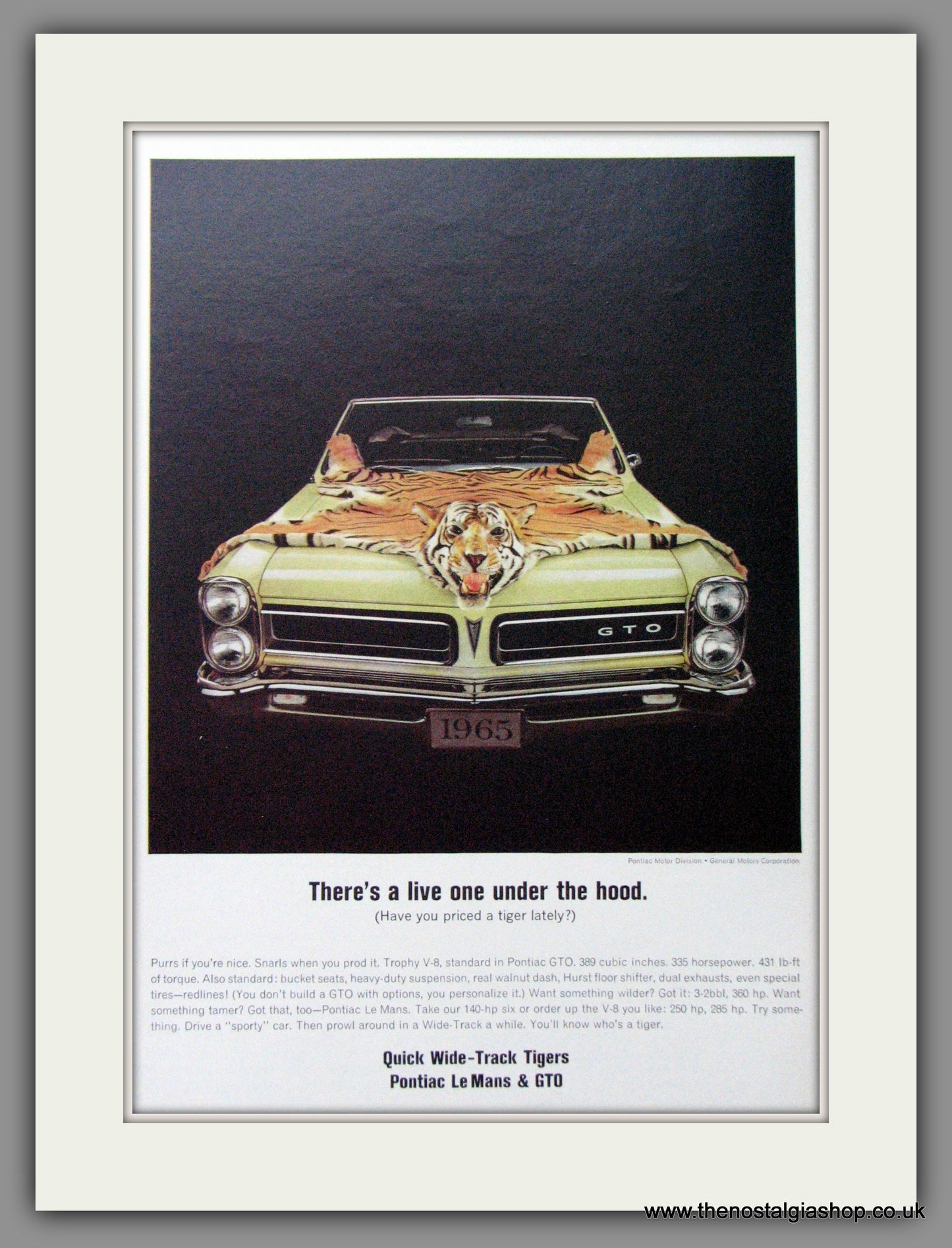 Pontiac LeMans & GTO Wide-Track '65. Original American Advert 1965 (ref AD52678)