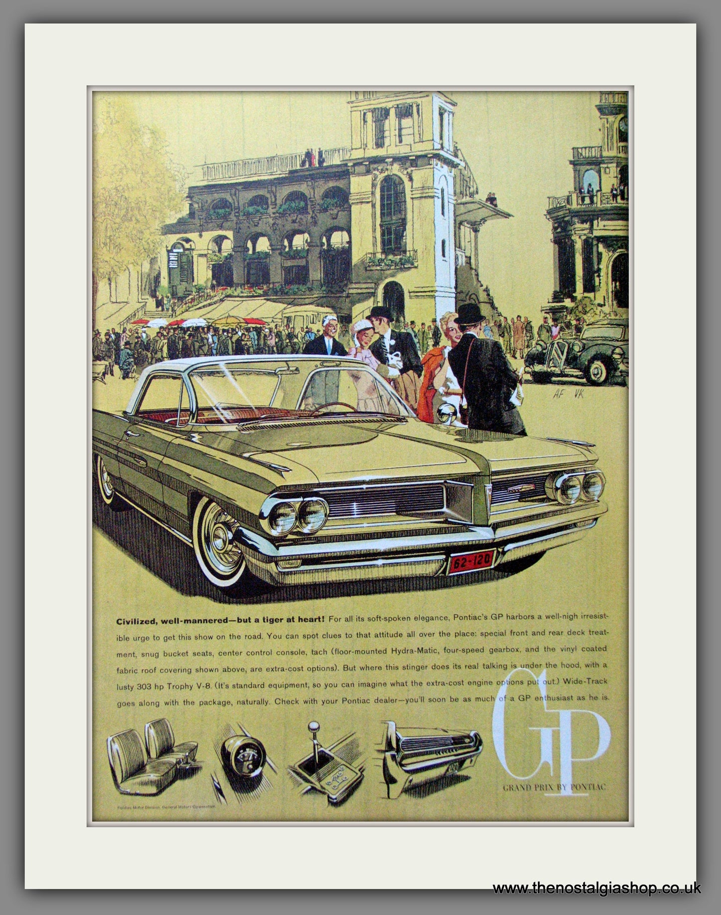Pontiac Grand Prix Wide-Track '62. Original American Advert 1962 (ref AD52679)