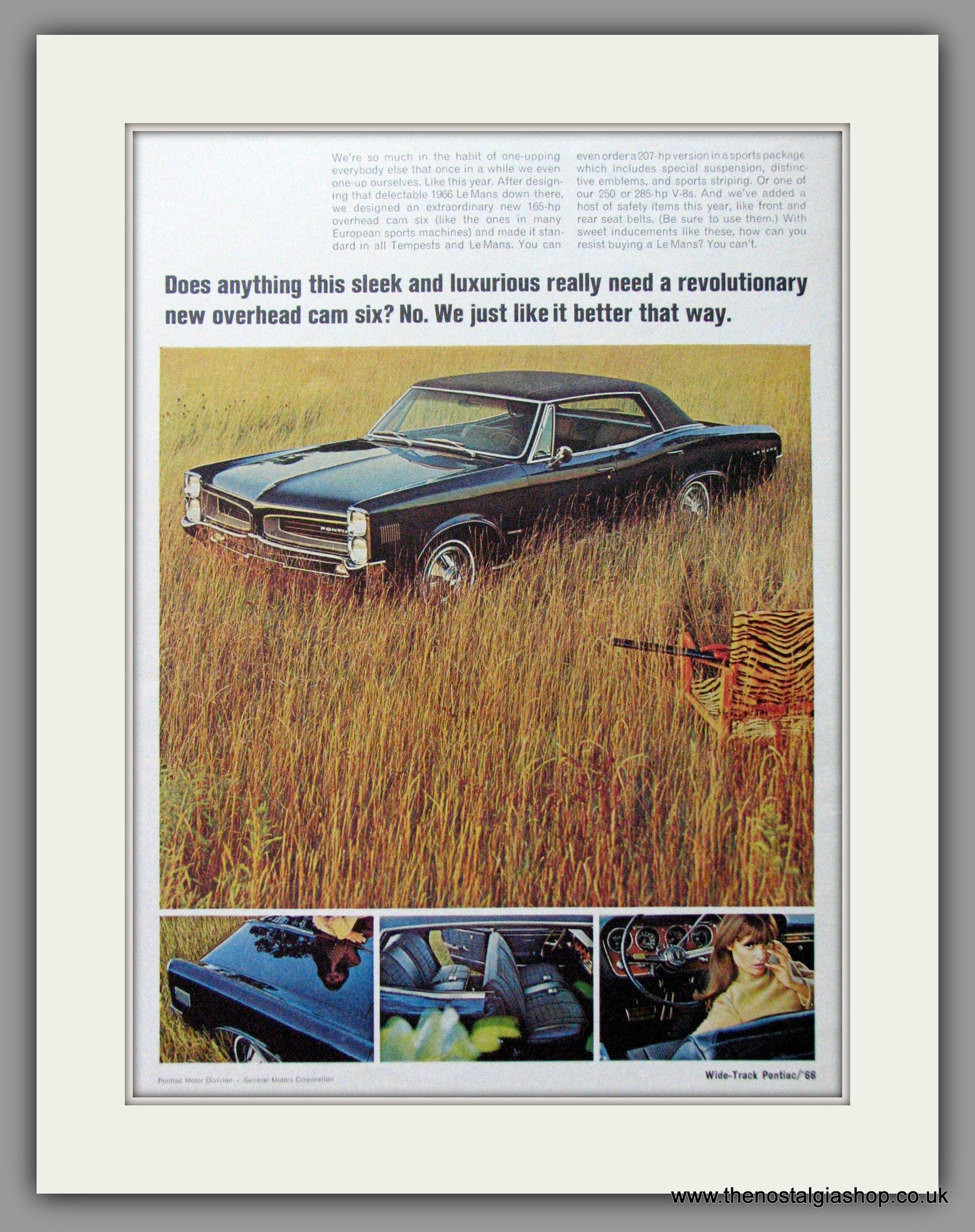 Pontiac LeMans Wide-Track '66. Original American Advert 1966 (ref AD52680)