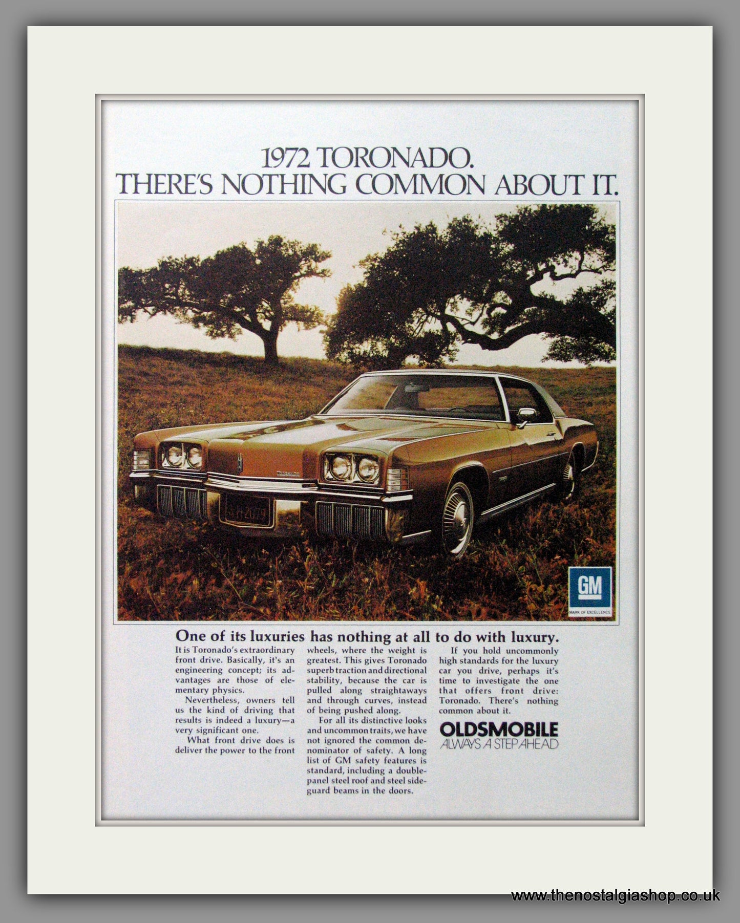 Oldsmobile Toronado '72. Original American Advert 1971 (ref AD52803)