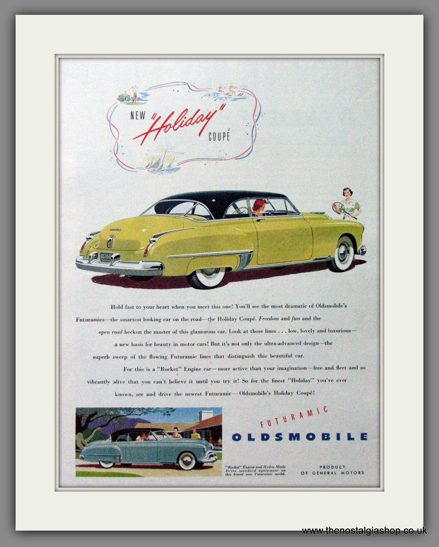 Oldsmobile Futuramic Holiday Coupe. Original American Advert 1949 (ref AD52816)