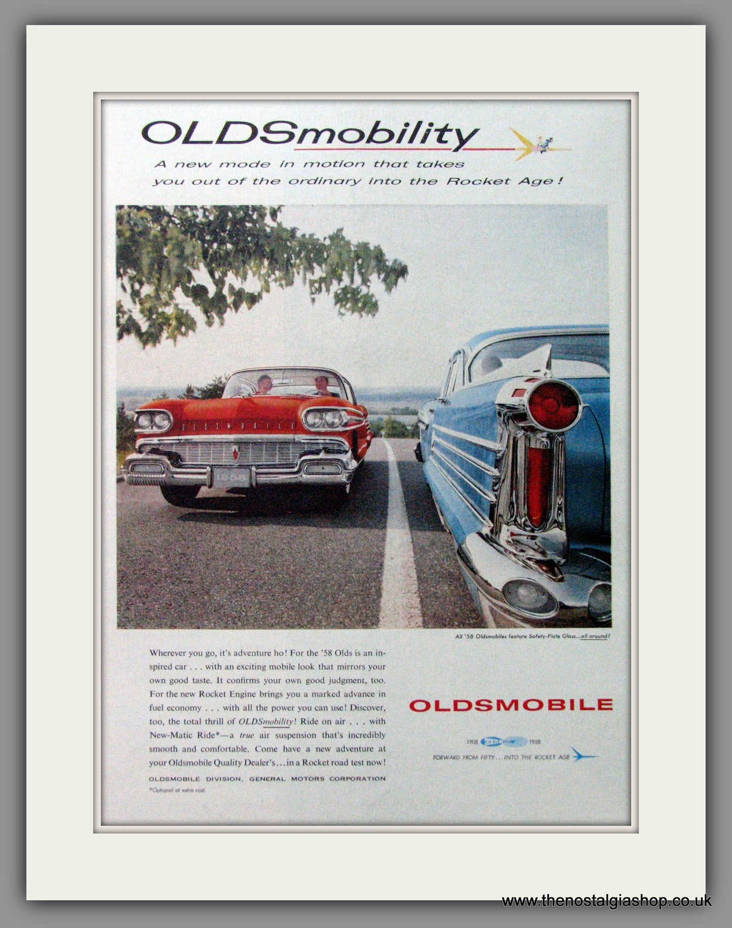 Oldsmobile '58. Ride On Air, Oldsmobility Original American Advert 1958 (ref AD52819)