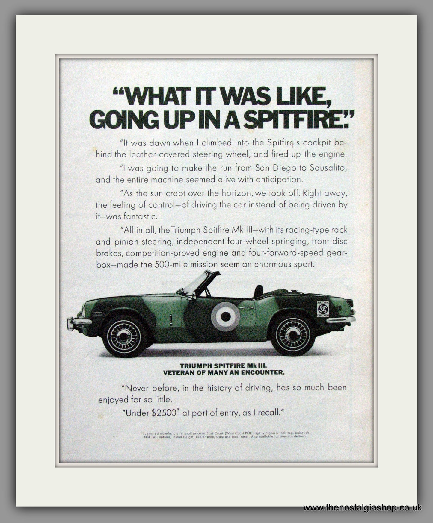 Triumph Spitfire Mk 3 1970 Original American Advert (ref AD52066)