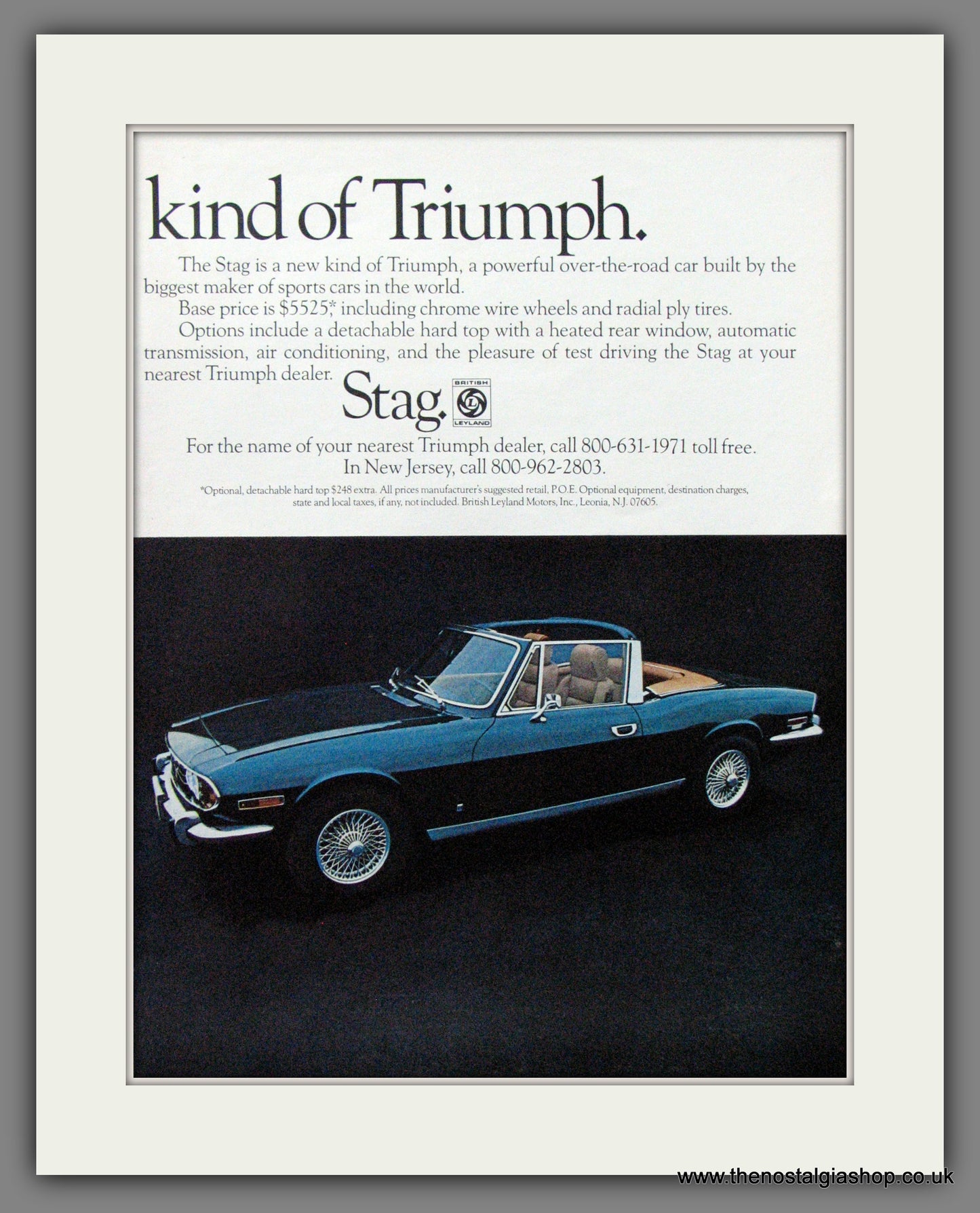 Triumph Stag. 1971 Large (A3) Original American Advert (ref AD52078)