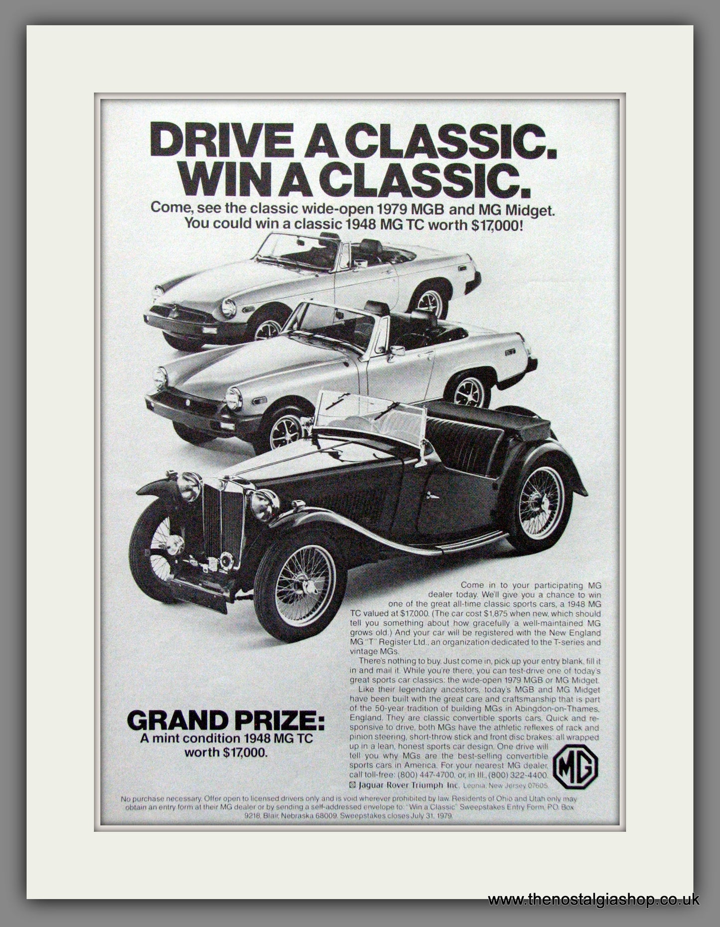 MGB, MG Midget, MG TC. 1979 Original American Advert (ref AD52080)