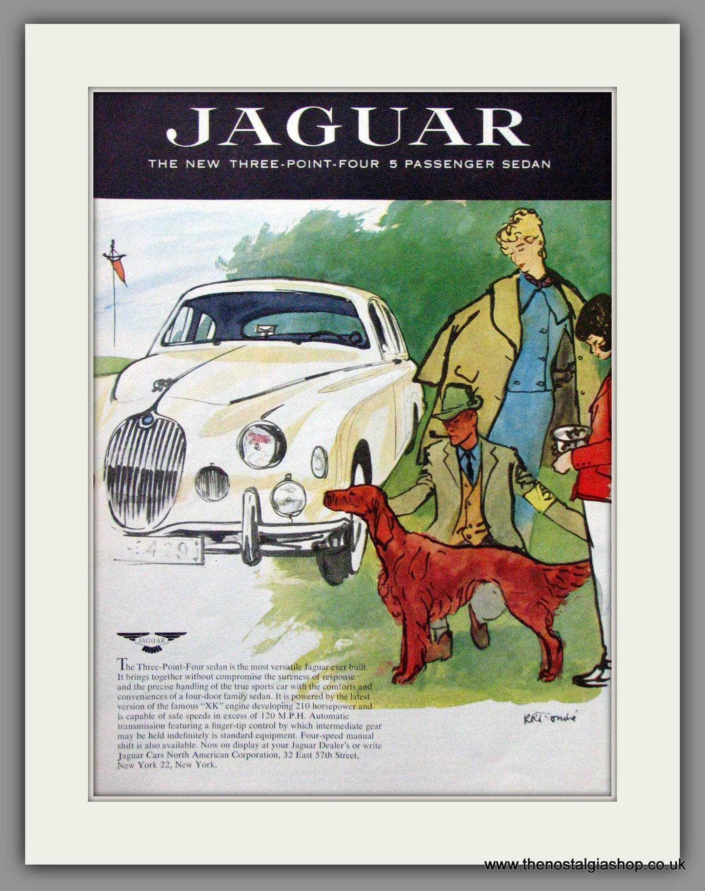 Jaguar 3.4 Sedan. 1957 Original American Advert (ref AD52057)