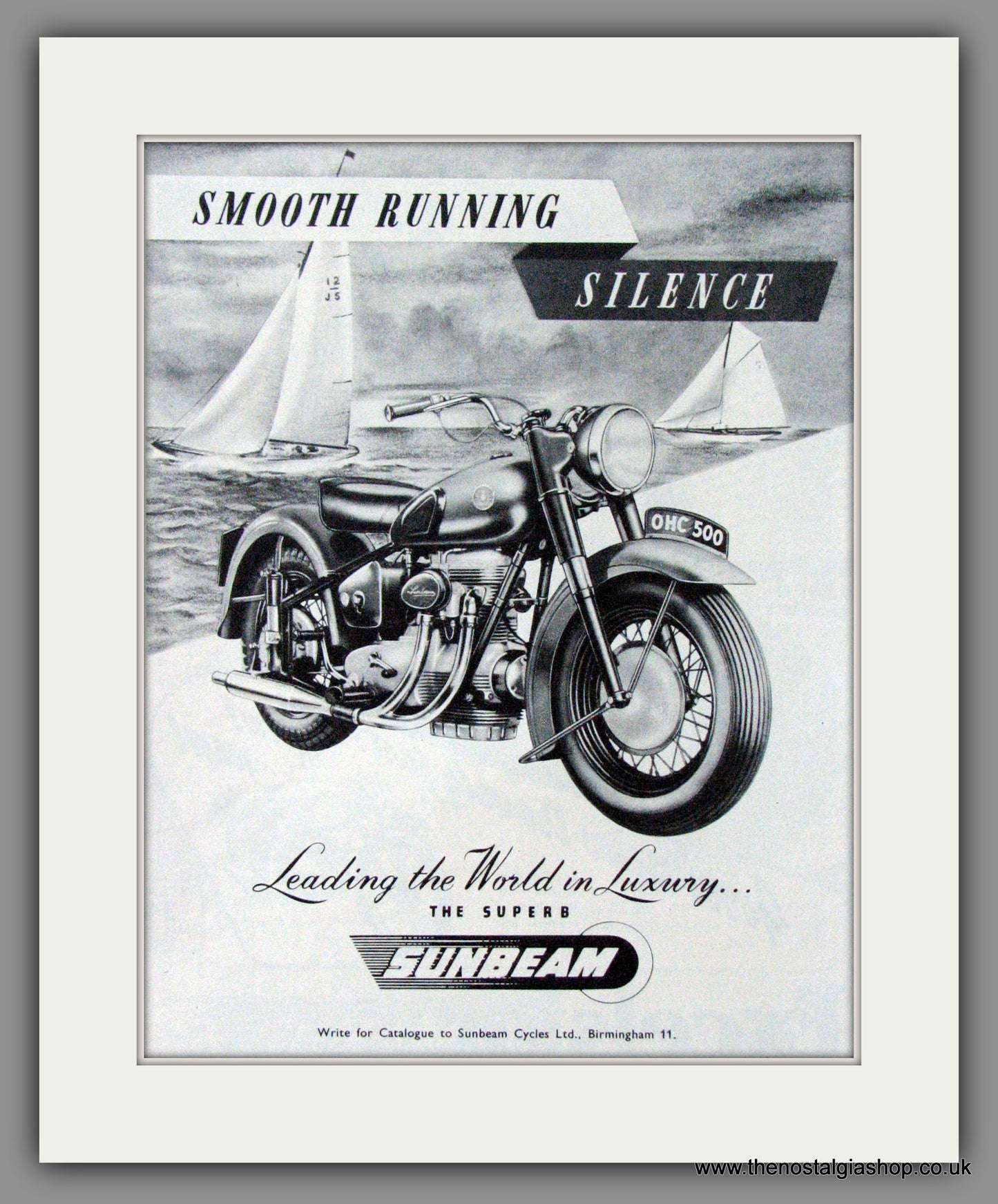 Sunbeam 500 O.H.C. Motorcycle. 1952 Original Advert. (ref AD52213)