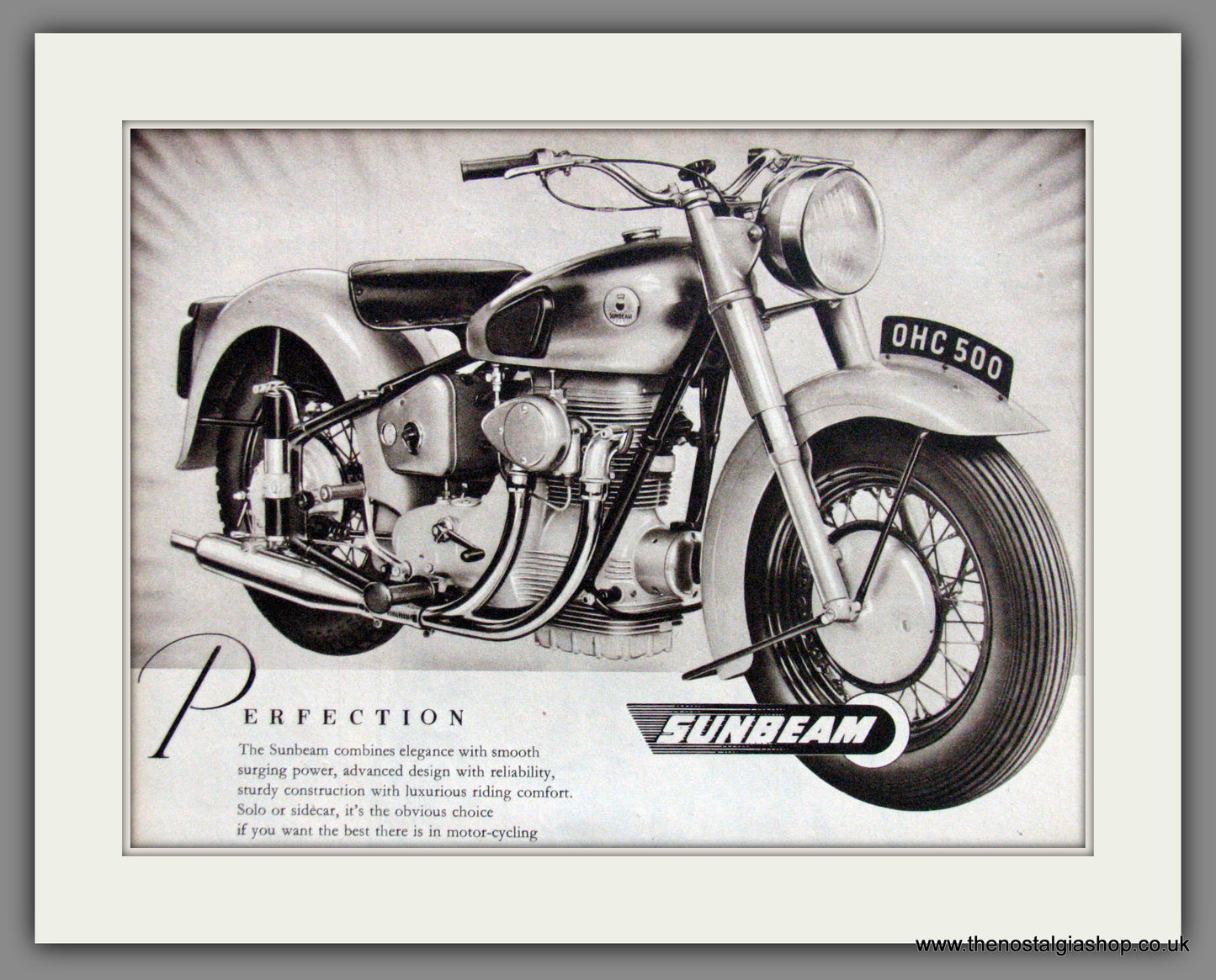 Sunbeam 500 O.H.C. Motorcycle. 1954 Original Advert. (ref AD52228)