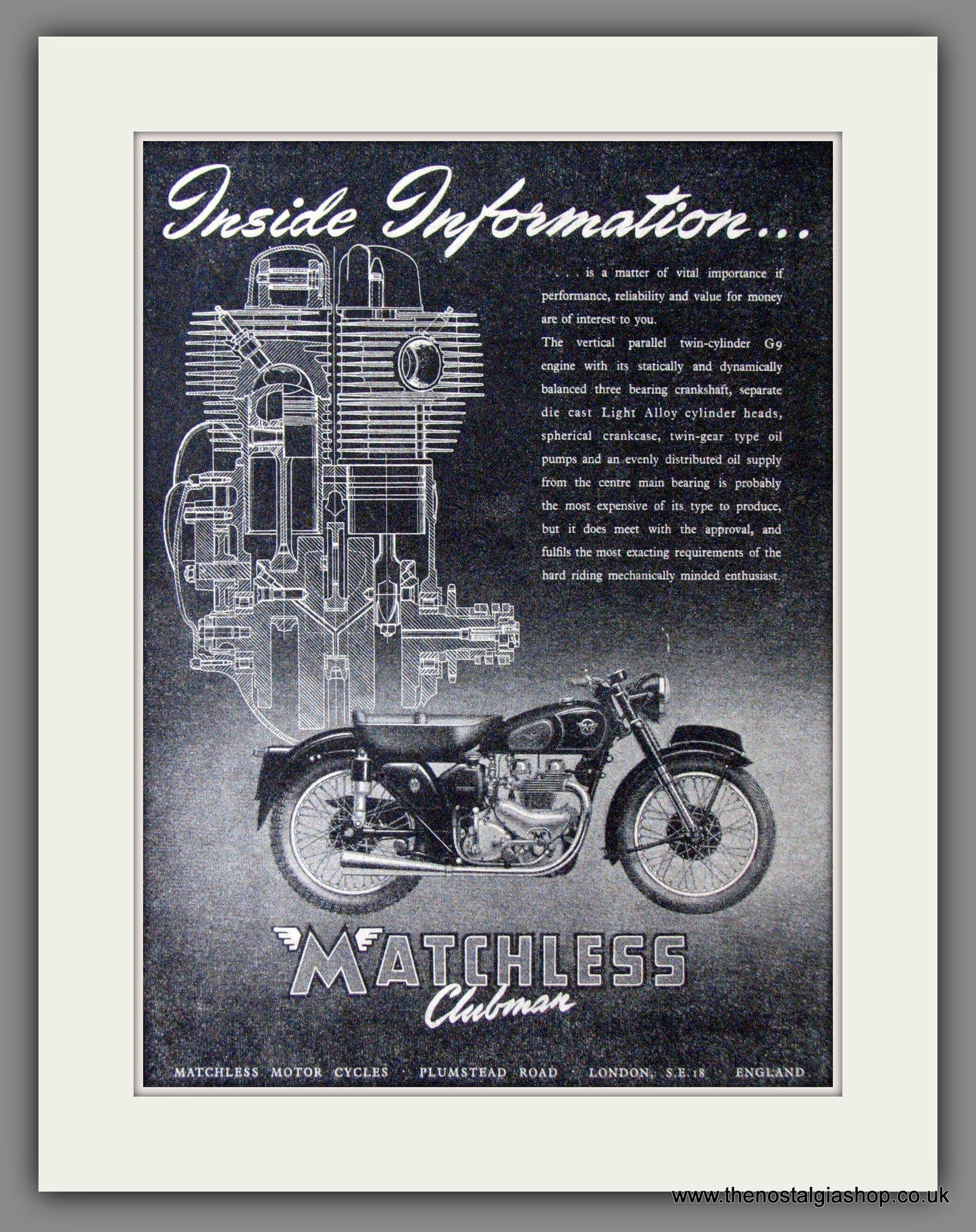 Matchless Clubman Motorcycles. 1953 Original Advert. (ref AD52348)