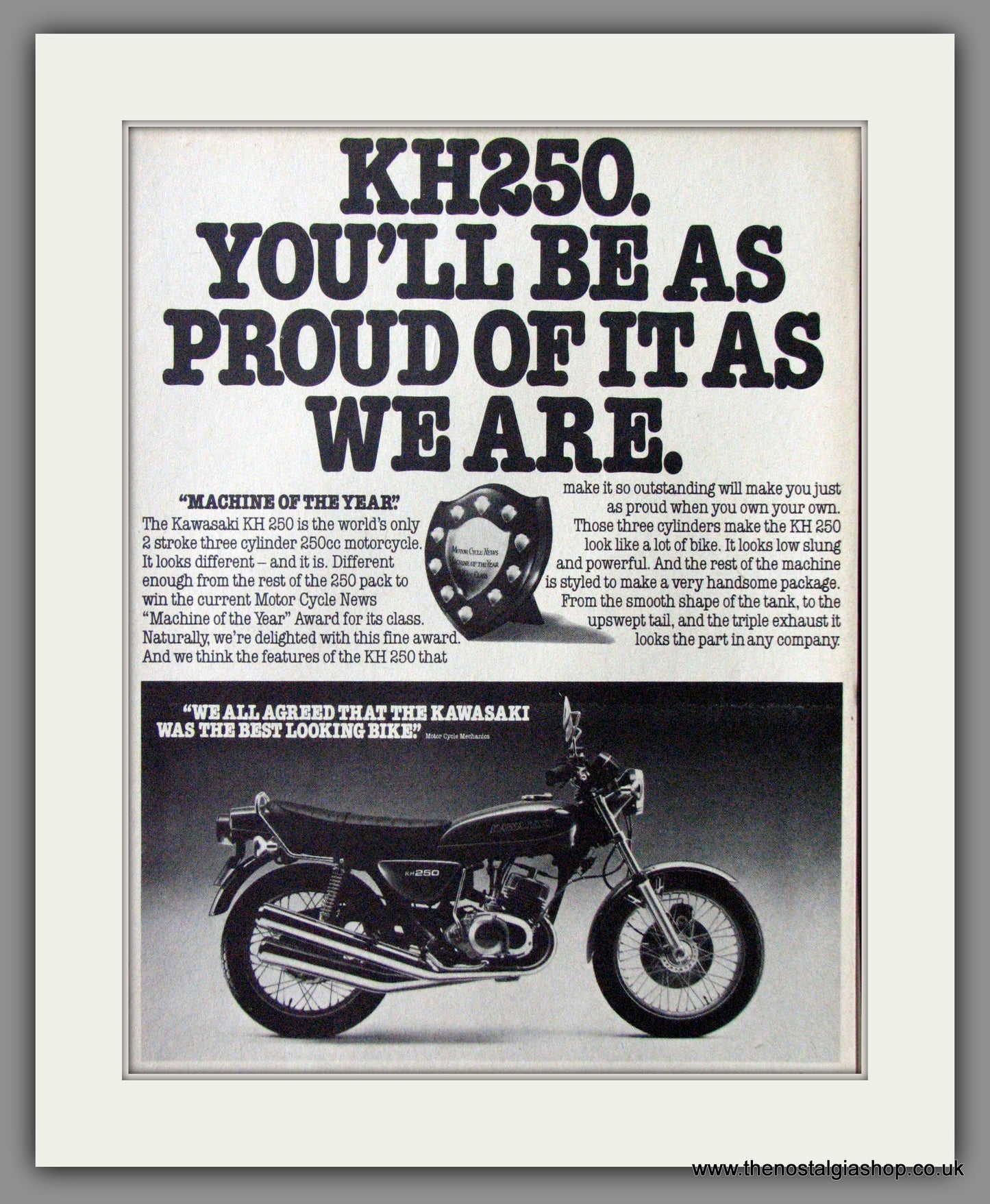 Kawasaki KH250 Motorcycle. 1976 Original Advert. (ref AD52447)