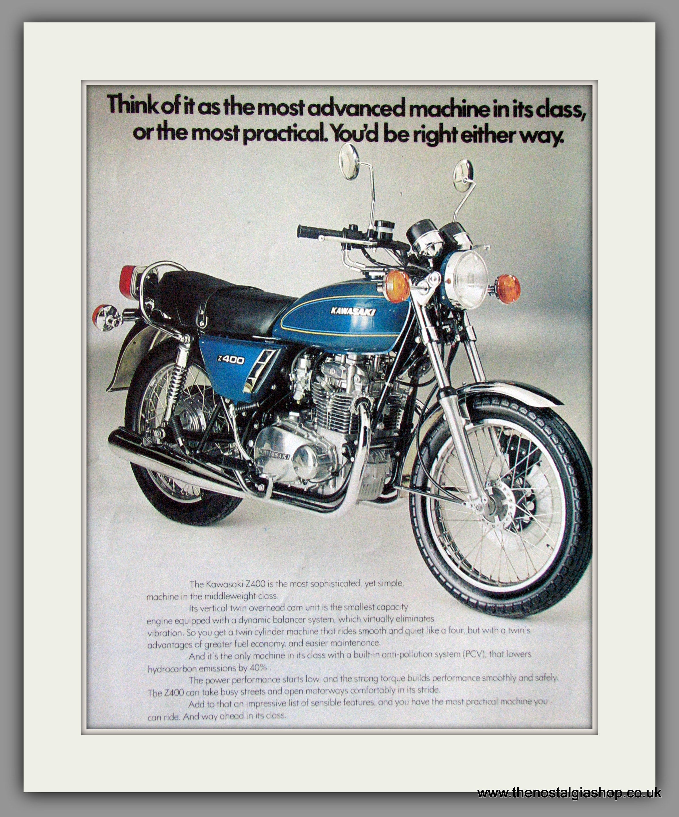 n.　400i ① Kawasaki Z400 Motorcycle. 1976 Original Advert. (ref AD52456