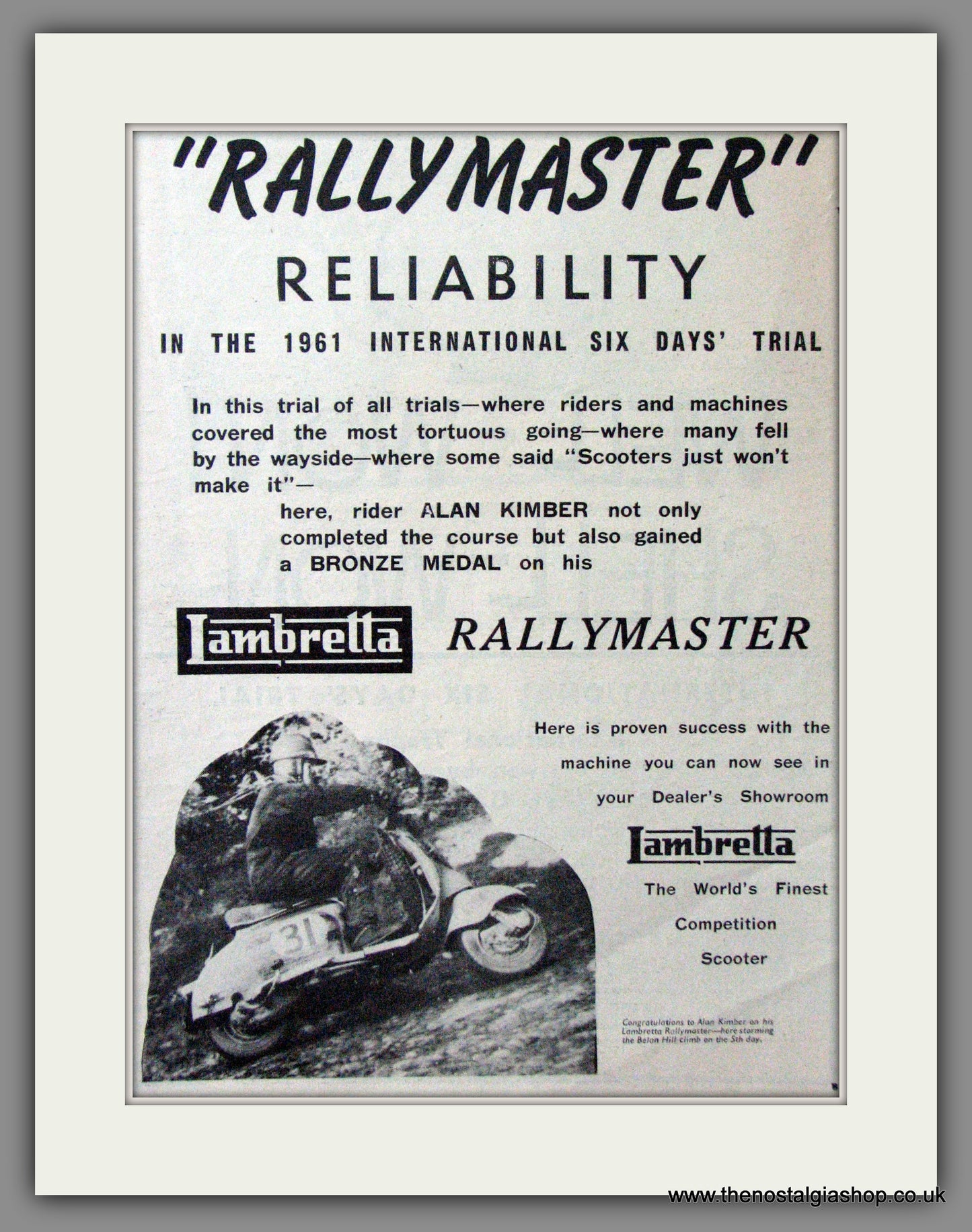 Lambretta Rallymaster. Original advert 1961 (ref AD52656)