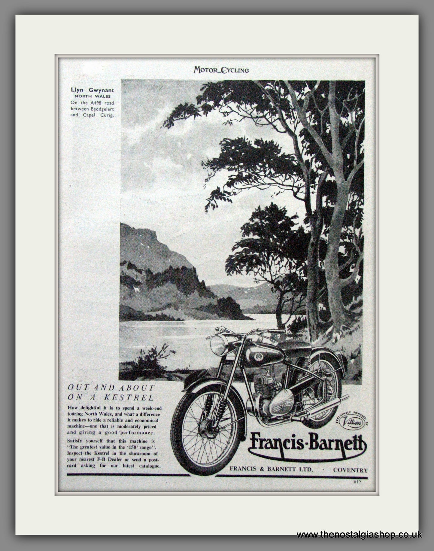Francis-Barnett Kestrel. Original Advert 1955 (ref AD53022)