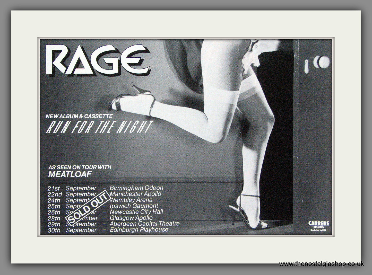 Rage. Run For The Night. UK Tour Dates. 1983 Original Advert (ref AD53818)