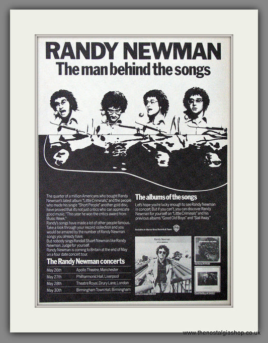 Randy Newman. The Man Behind The Songs. 1978 Original Advert (ref AD53822)