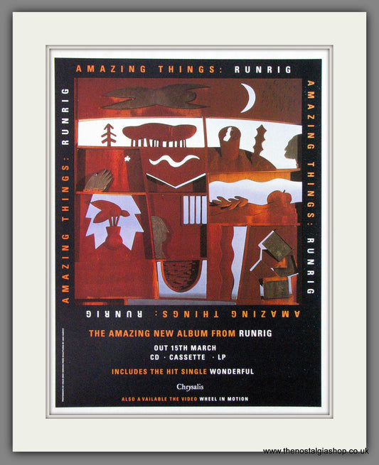 Runrig, Amazing Things. 1993 Original Advert (ref AD54514)