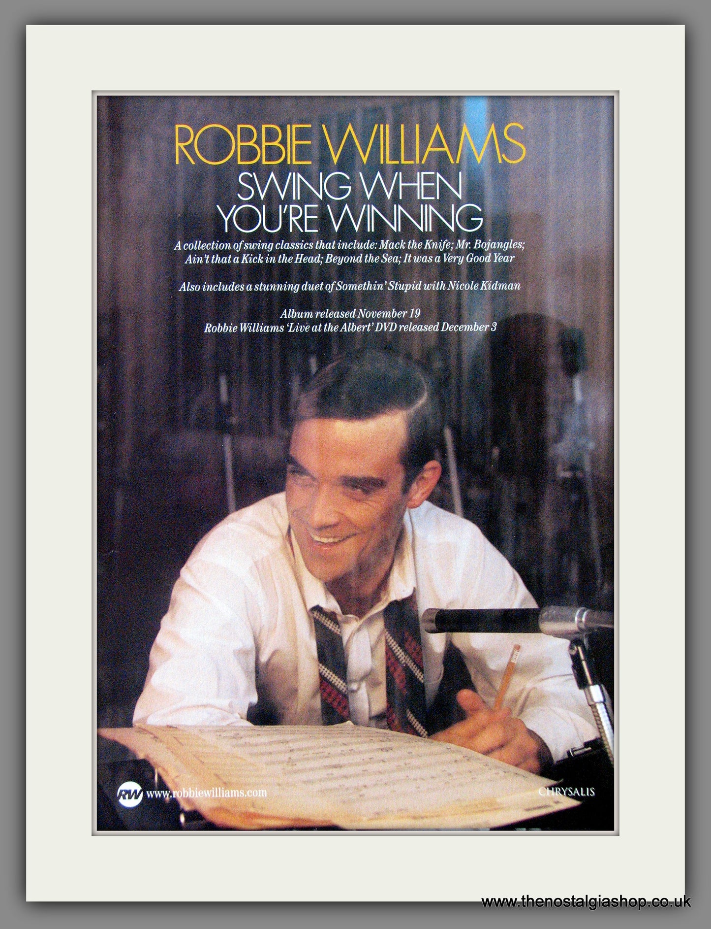 Robbie Williams, Swing When You're Winning. 2001 Original Advert (ref AD54524)