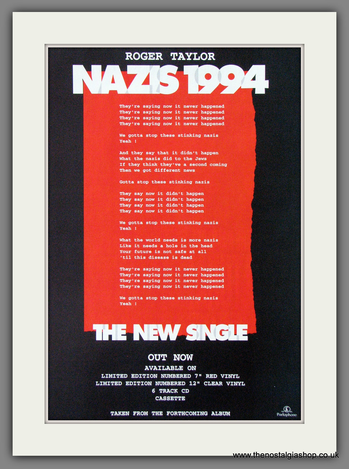 Roger Taylor, Nazis 1994. Original Advert (ref AD54548)