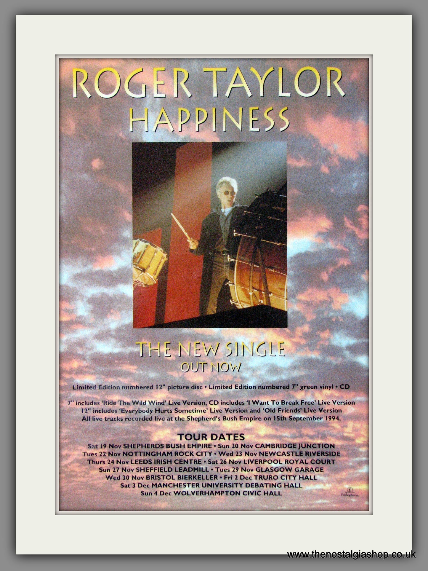 Roger Taylor, Happiness. 1994 Original Advert (ref AD54549)