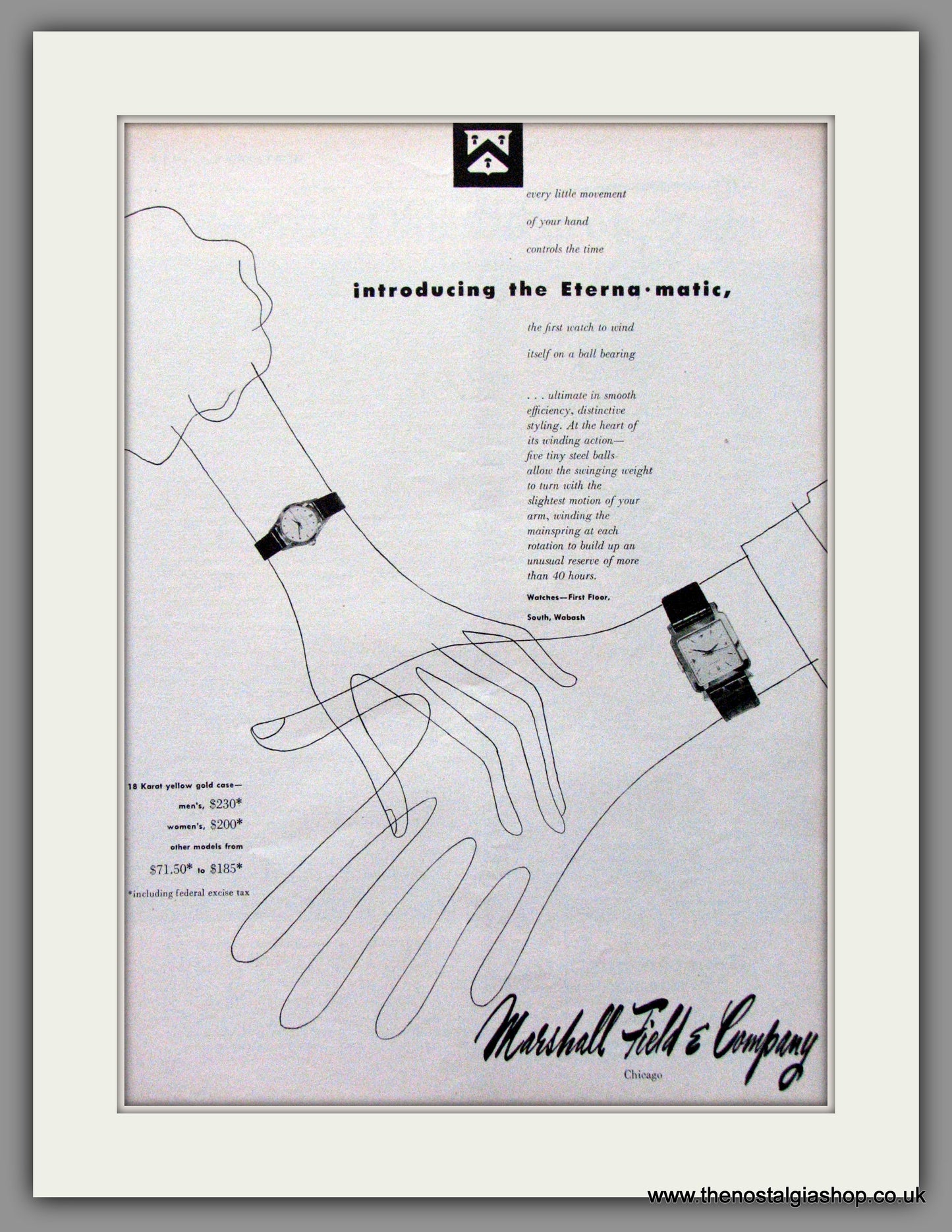 Eterna - Matic Watches. Original Advert 1949 (ref AD52966)