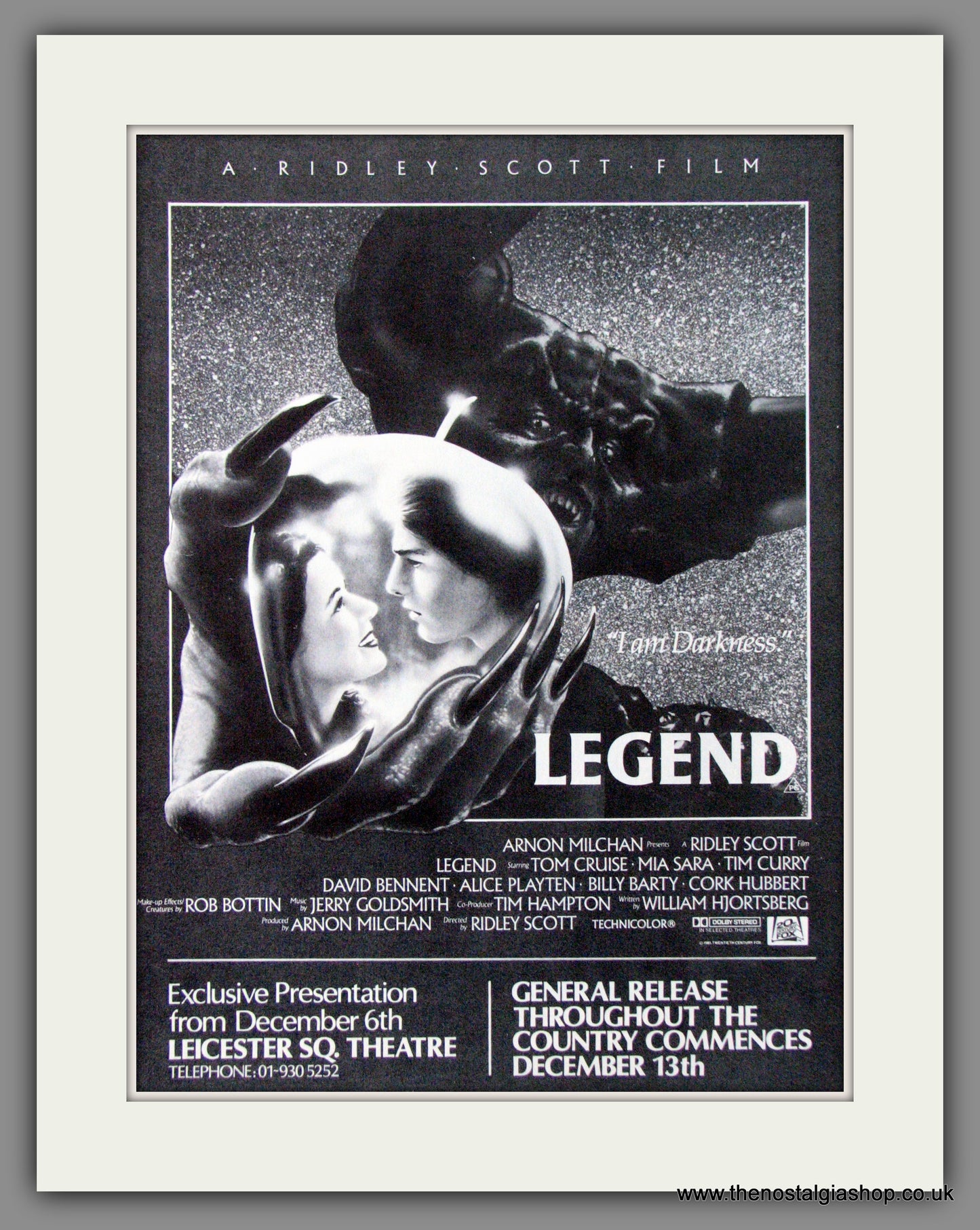 Legend. Tom Cruise. Original Advert 1985 (ref AD53616)