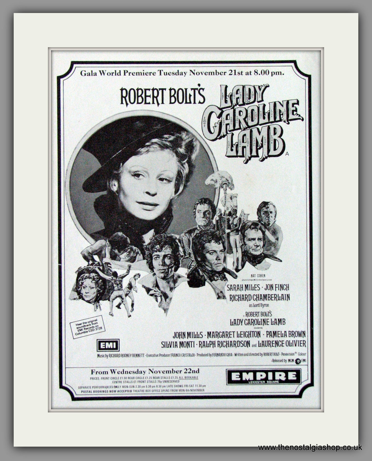 Lady Caroline Lamb. Original Advert 1972 (ref AD53624)