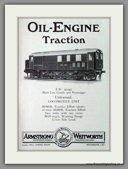 Armstrong Whitworth & Co. Oil Engine Traction. Original Advert 1933 (ref AD53215)
