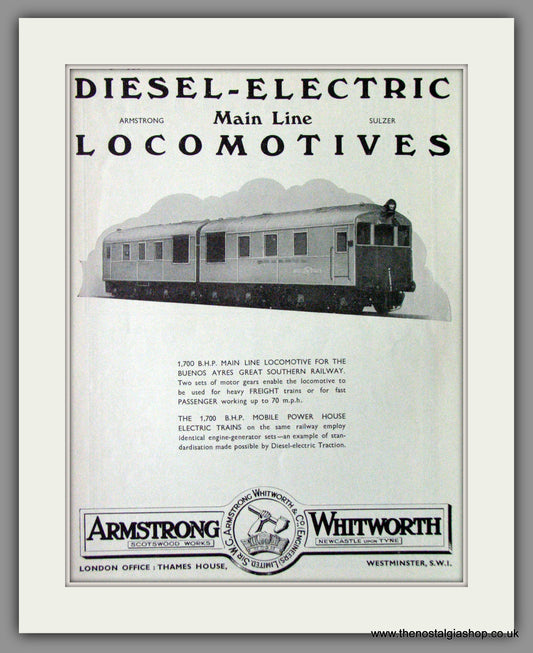Armstrong Whitworth & Co. Oil Engine Traction. Original Advert 1933 (ref AD53218)