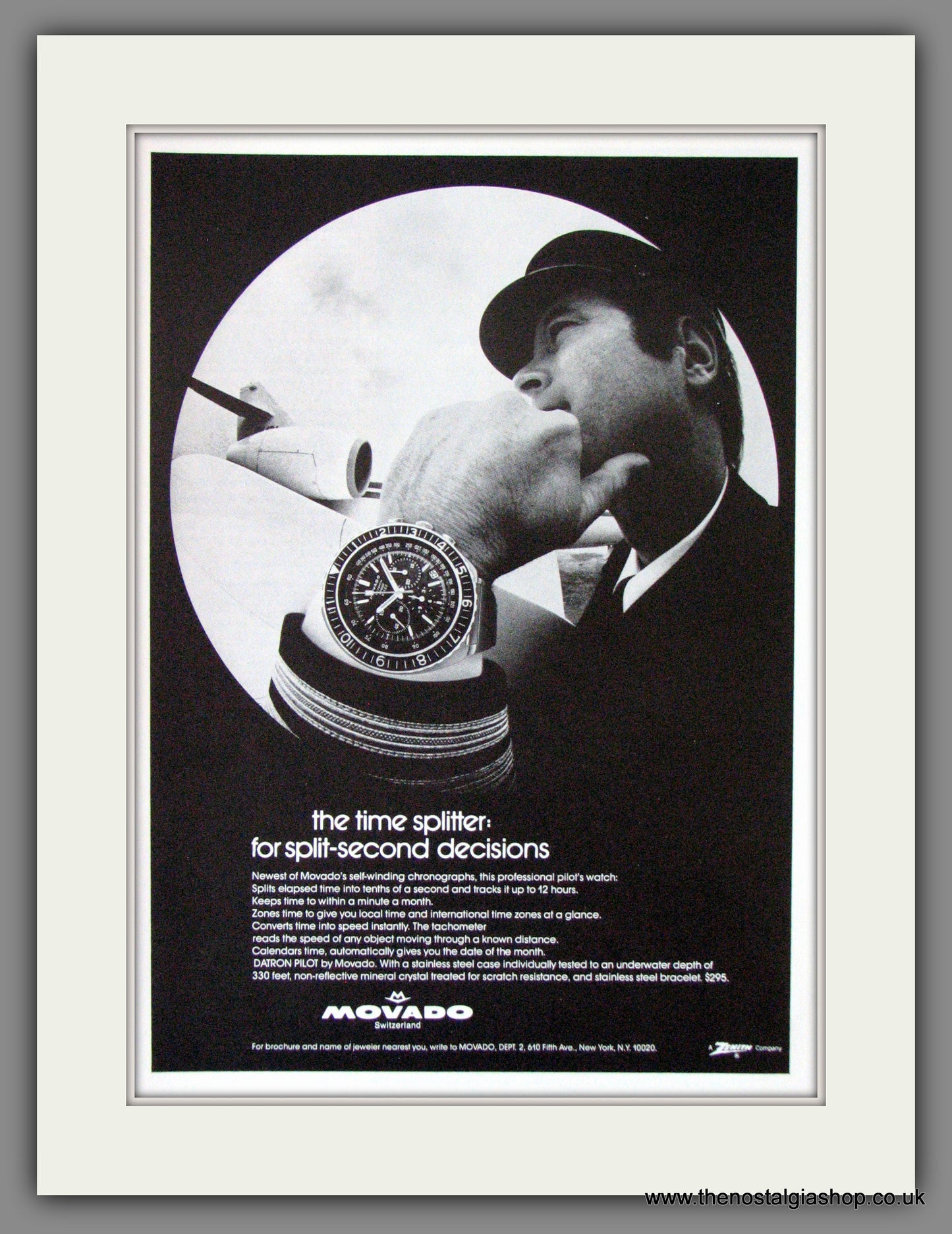 Movado Datron Pilot Watch. Original Advert 1972 (ref AD53373)