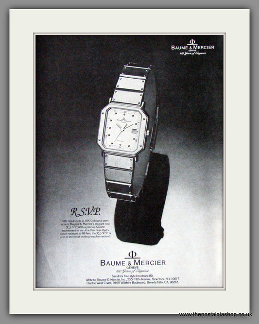 Baume & Mercier Watch. Original Advert 1981 (ref AD53385)