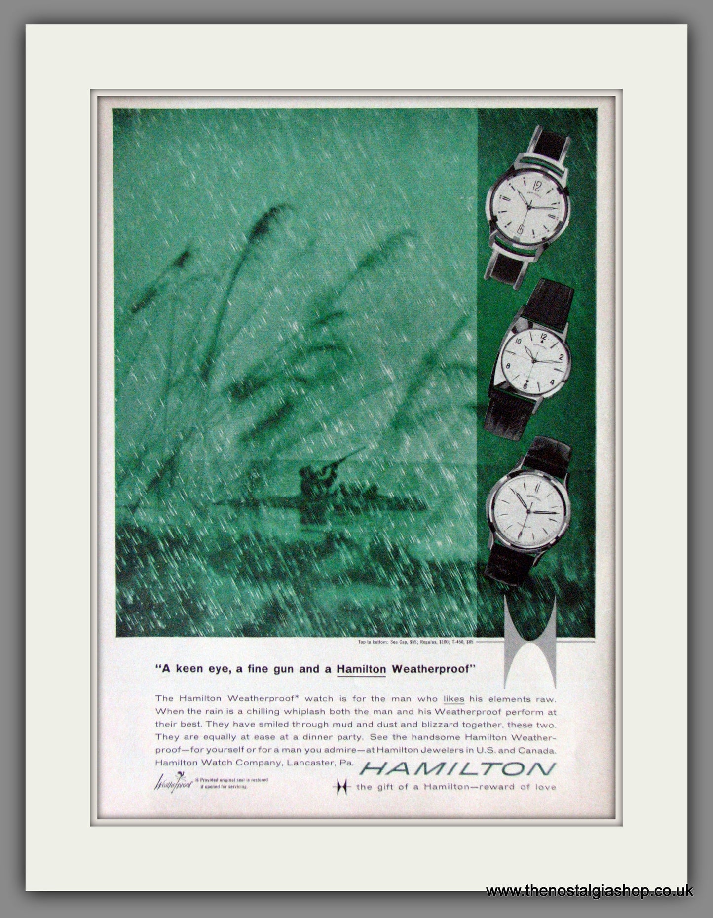 Hamilton Weatherproof Watch. Original Advert 1959 (ref AD53387)