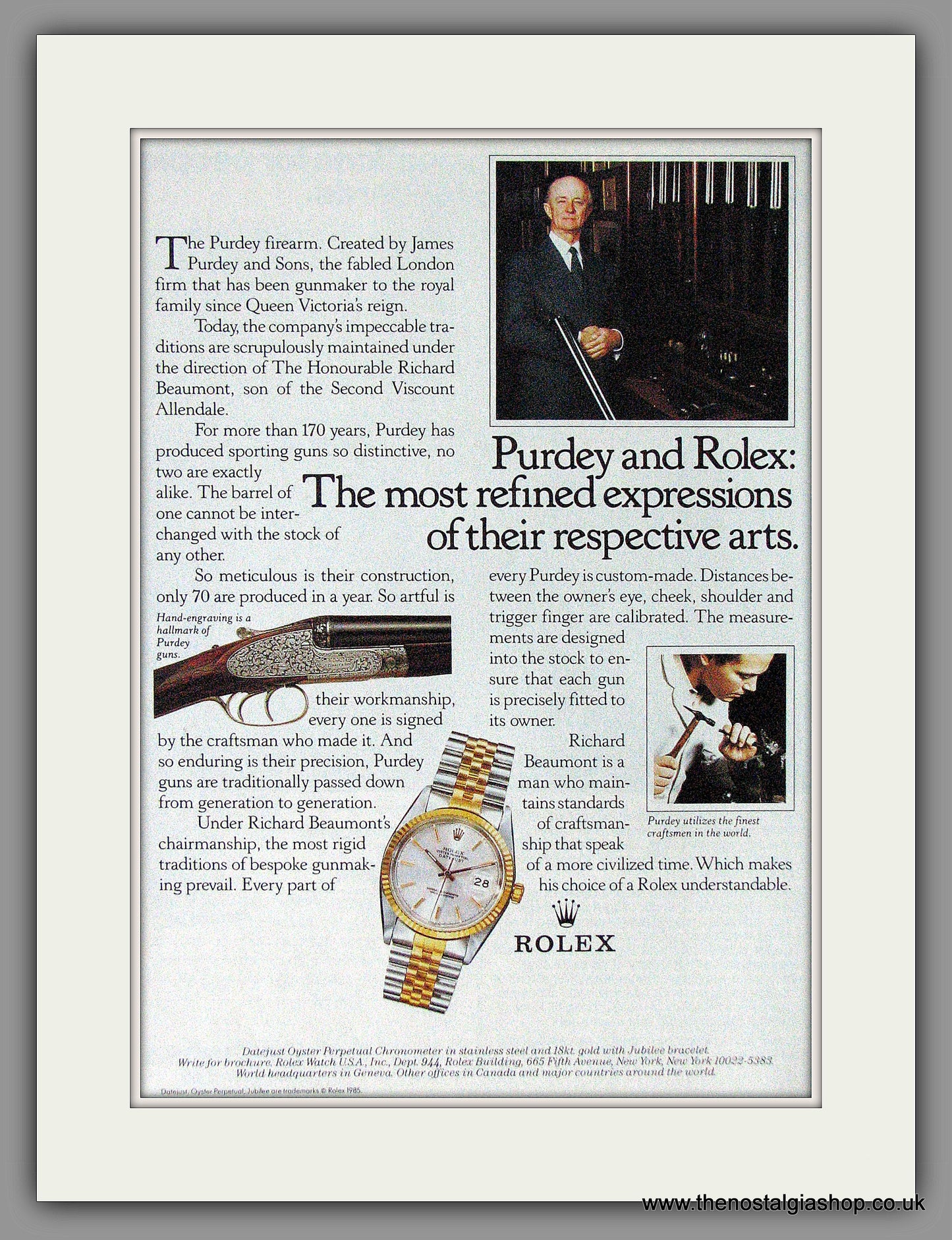 Rolex Datejust Oyster Perpetual Watch. Original Advert 1986 (ref AD53401)