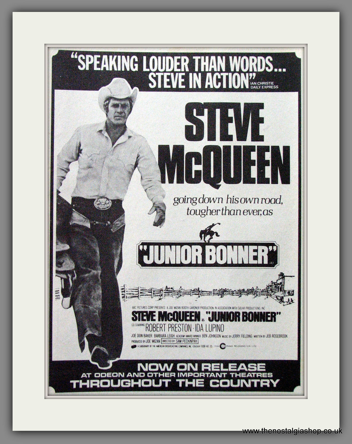 Junior Bonner. Steve McQueen. Original Advert 1972 (ref AD53638)