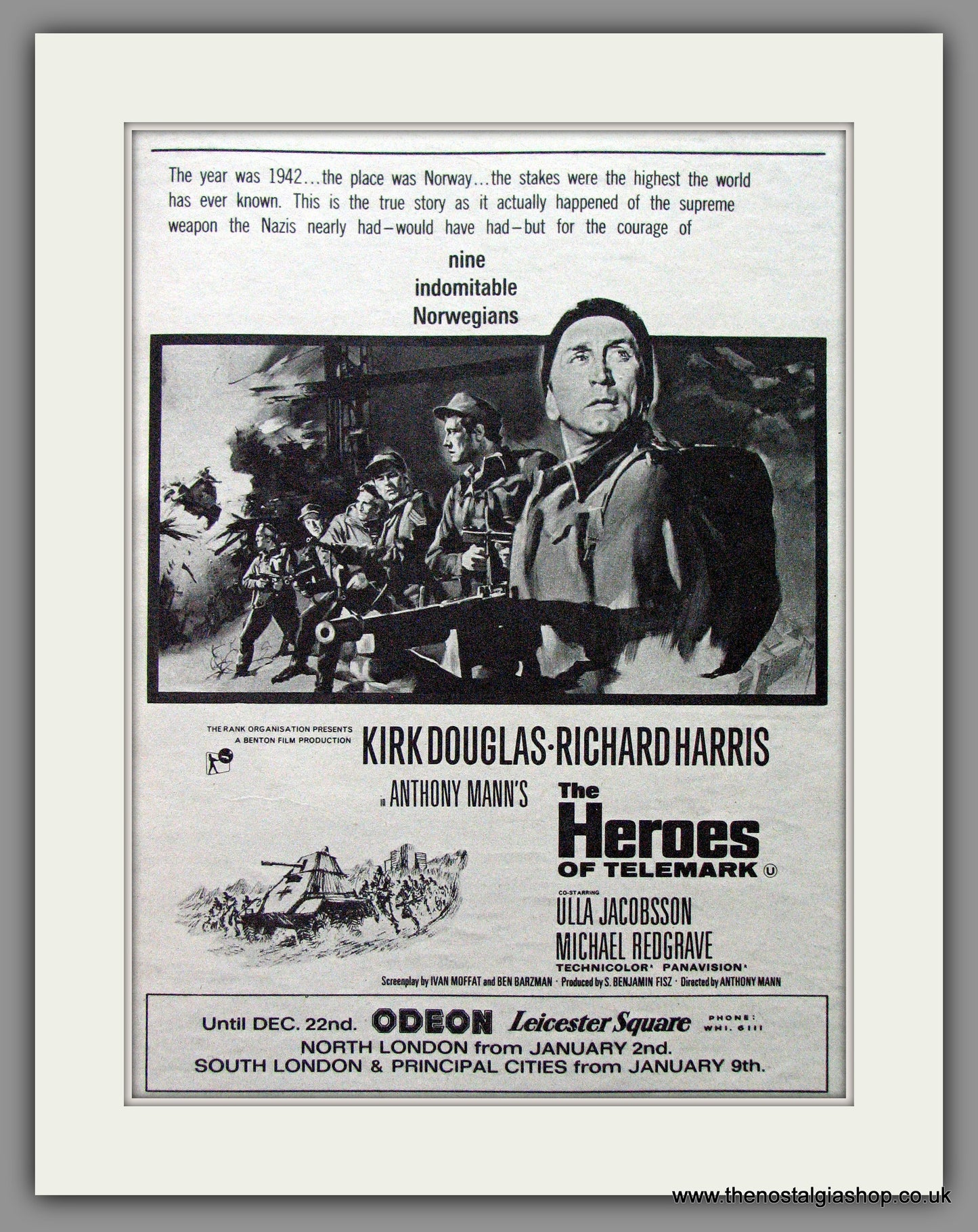 Heroes Of Telemark (The) Kirk Douglas. Original Advert 1966 (ref AD53645)