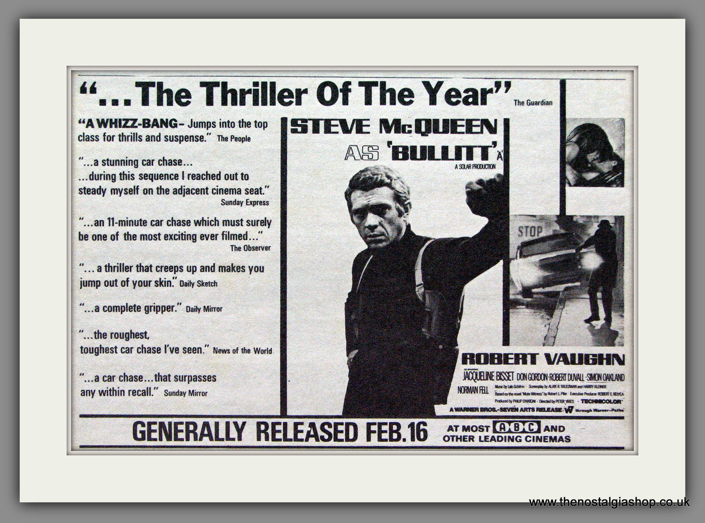 Bullitt. Steve McQueen. 1969 Original Advert (ref AD53702)