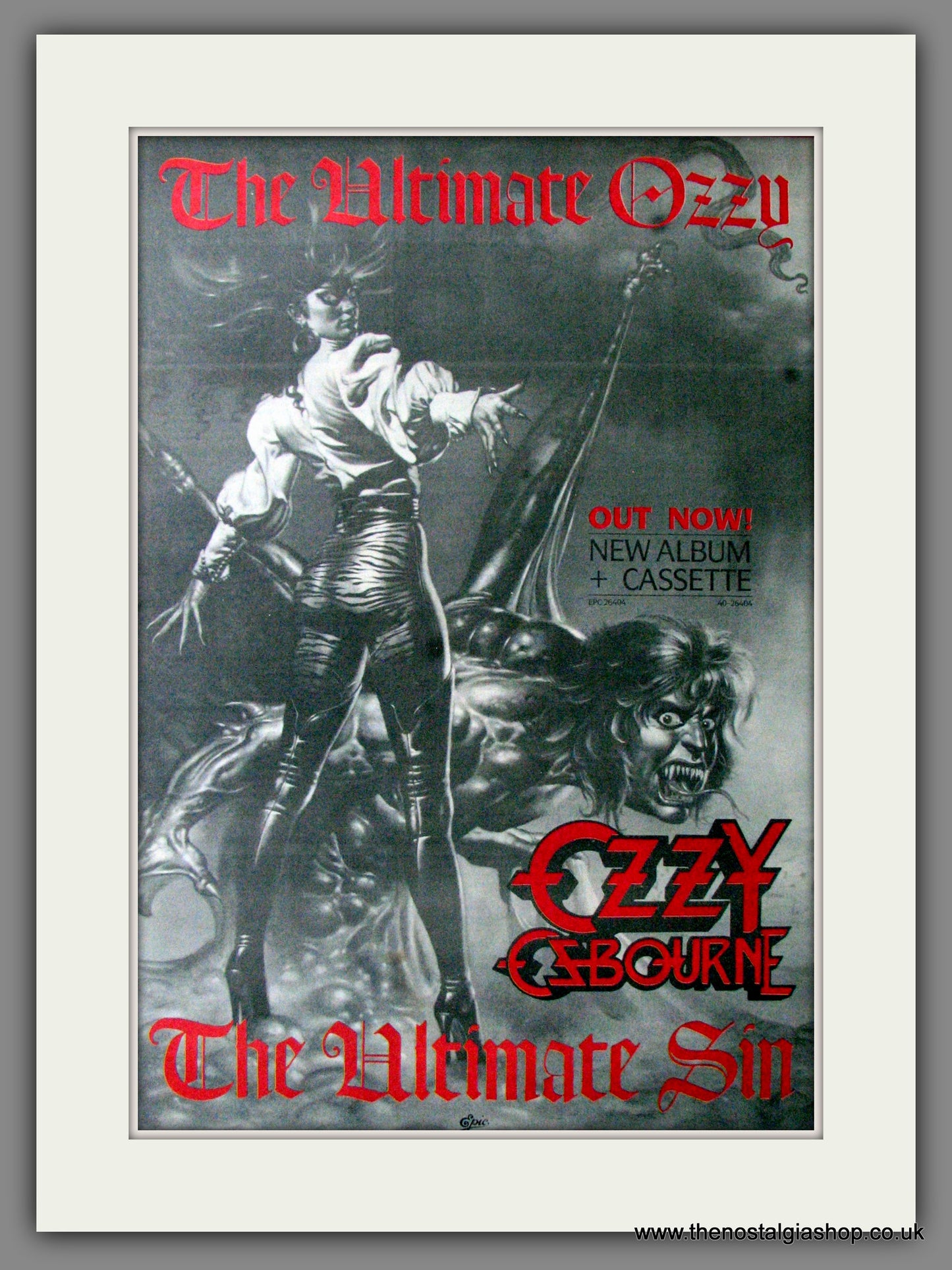 Ozzy Osbourne. The Ultimate Sin. Large Original Advert 1986 (ref AD11459)