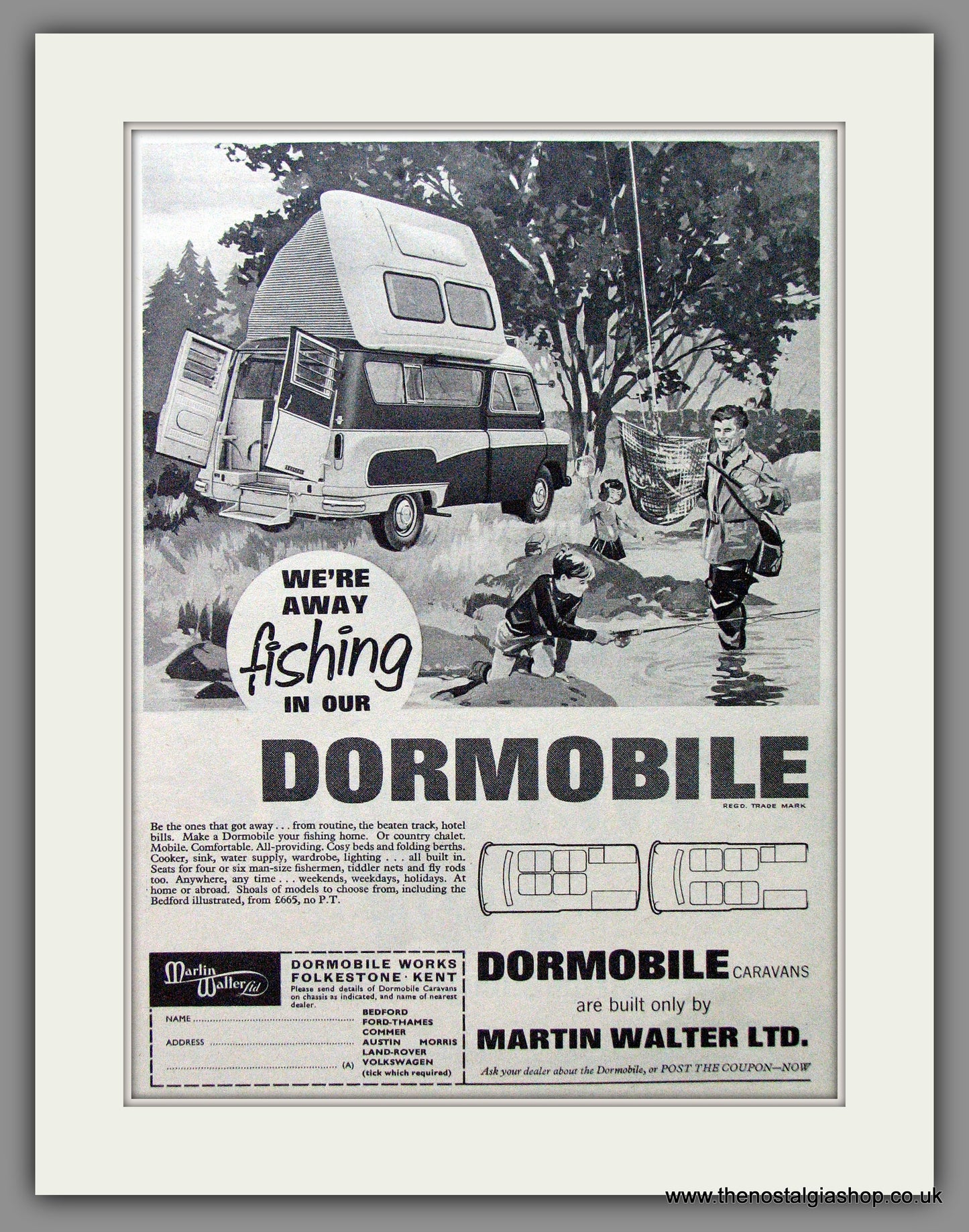 Dormobile Caravan. Going Fishing! 1964 Original Advert (ref AD53879)